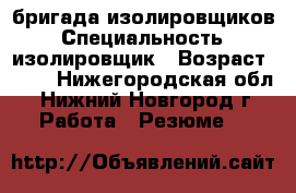 бригада изолировщиков › Специальность ­ изолировщик › Возраст ­ 38 - Нижегородская обл., Нижний Новгород г. Работа » Резюме   